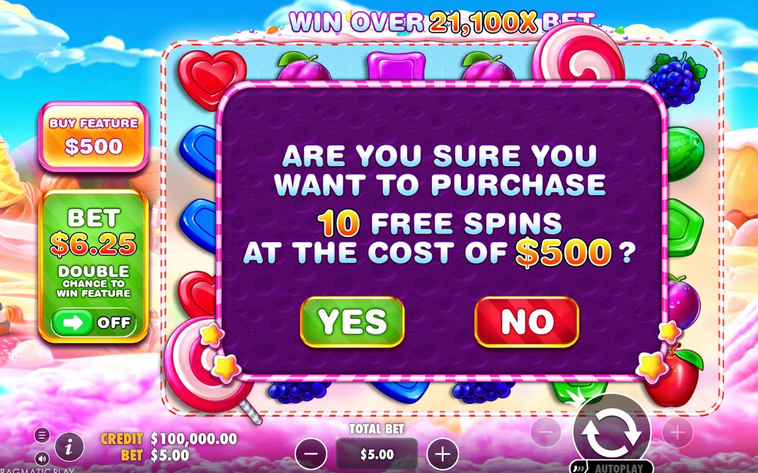Retrigger ger fem extra free spins vid tre scatter